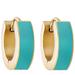 Simply Rhona Turquoise Enamel Huggie Hoop Earrings In 18K Gold Plated Stainless Steel - Gold