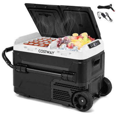Costway Dual Zone 12V 42QT Car Refrigerator for Vehicles Camping Travel Truck RV Boat Outdoor and Home Use