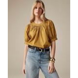 Smock-Neck Puff-Sleeve Top