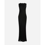 High-neck Slip Dress In Luster Crepe