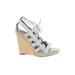 Aquazzura Wedges: Silver Print Shoes - Women's Size 38.5 - Open Toe