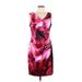 Maggy London Cocktail Dress - Sheath: Burgundy Print Dresses - Women's Size 8