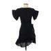 Pink Lily Cocktail Dress - A-Line Crew Neck Short sleeves: Black Print Dresses - Women's Size Small