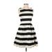 Aqua Casual Dress - Fit & Flare: Black Stripes Dresses - Women's Size Small