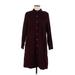 J.Jill Casual Dress - Shirtdress: Burgundy Dresses - Women's Size Medium