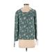 Lucky Brand Long Sleeve Blouse: Green Floral Tops - Women's Size Small