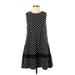 Nimi K Casual Dress - A-Line High Neck Sleeveless: Black Polka Dots Dresses - Women's Size Small