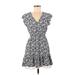 Rails Casual Dress - A-Line V Neck Short sleeves: Blue Print Dresses - Women's Size Medium
