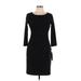 Calvin Klein Casual Dress - Sheath Scoop Neck 3/4 sleeves: Black Solid Dresses - New - Women's Size 10 Petite