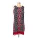 Rose + Olive Casual Dress - Mini Scoop Neck Sleeveless: Burgundy Print Dresses - Women's Size 12