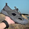 Men's Sandals Sports Sandals Water Shoes Trail Running Shoes Casual Beach Outdoor Daily Leather Mesh Breathable Booties / Ankle Boots Elastic Band Black Gray Summer Spring