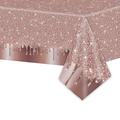 Disposable Party Tablecloth Pink Sequin Rose Gold Waterproof PE Table Covers for Indoor or Outdoor Events, Birthday Parties, Weddings 1Pcs 54"108"(137274cm)