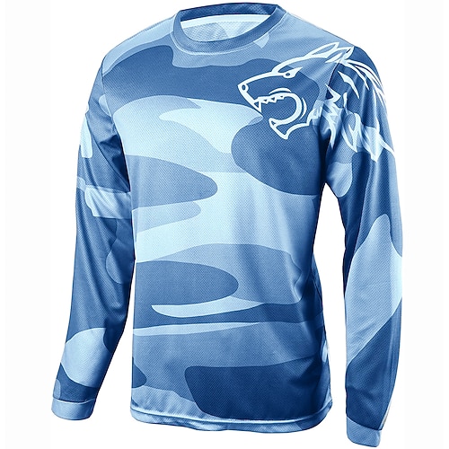 Herren Downhill-Trikot Wolf Tarnung Langarm Fahhrad Trikot Oberteil mit 3 Gesäßtaschen Mountainbike MTB Straßenradsport Schnelltrocknend Weich Feuchtigkeitsableitend Atmungsaktiv Sport Schwarz Gelb Image