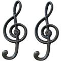 Music Note Wall Hooks 2 Pack Retro Cast Iron Note Hook Kitchen Hook Wall Hanging Wall Hanging Clothes and Caps Hook 6.3 X2.75 (Note)