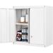 Metal Wall Storage Cabinet with Locking Doors 28 Wall Mounted Garage Cabinets with 1 Adjustable Shelf Small Steel Storage Cabinets for Kitchen Bathroom Pantry White