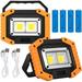 LED Construction Spotlight Battery 2 Sets Rechargeable Spotlight With Battery 30W 2000LM LED Work Light USB Portable For Garage Camping Fishing Emergency Construction Site 3 Lighting Modes