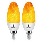 2 Pack E12 Flame Bulb LED Orange Fire Bulbs - Decorative Flickering Bulbs 3 Mode 3W Candelabra Candle Orange Light Bulb for Chandelier Vintage Lighting Bulbs Indoor & Outdoor (Torpdeo)