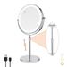 Nicesail LED Lighted Makeup NG01 Mirror Tabletop 10X Magnifying Mirror with 3 Color Lights Brightness Adjustable Height Adjustable Double Sided Mirror in Chrome Finish (8 Inch 10X)