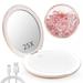 MIYADIVA Magnifying Mirror with NG01 Light 1x/25x Compact Mirror Lighted Makeup Mirror with Touch Control 4.8 Inch Portable Magnifying Mirror with Lights for Home and Outdoors