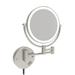 Fixsen 8 Inch LED NG01 Wall Mount Two-Sided Magnifying Makeup Vanity Mirror 12 Inch Extension Brushed Nickel 1X/10X Magnification Plug 360 Degree Rotation Waterproof Button Shaving Mirror