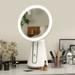 NeuType Round Mirror Circle NG01 Mirror for Makeup Vanity Mirror with Lights Lighted Makeup Mirror with Magnification 10Xï¼Œ180Â°Rotation 3 Color Lighting Modes White Circle Mirror for Bathroom