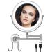 TOLOYE Wall Mounted Makeup NG01 Mirror with 3 Color Lights 8 Inch Double Sided 1X/10X Magnifying Rechargeable Lighted Makeup Mirror Dimmable 360 Swivel Extendable Arm LED Vanity Mirror