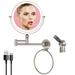 Rocollos Height Adjustable Wall NG01 Mounted Makeup Mirror Double Sided 1X/10X Magnifying Rechargeable LED Vanity Mirror with Lights 360 Swivel Extendable Arm Mirror
