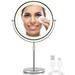 OMIRO 8.5 Inches Lighted NG01 Mirror with 3X/10X Magnifications Double Sided Swivel Vanity Makeup Mirror with Height-Adjustable Stand (Silver)