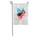 LADDKE Blue Princess Fairy Flying Pink Angel Elf Cartoon Girl Drawing Garden Flag Decorative Flag House Banner 12x18 inch