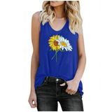 Herrnalise Womenâ€™s Sexy Sleeveless Back Tank Tops Women Fashion Casual O-Neck Sunflower Print Sleeveless T-Shirt Tank Top Vest