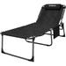 RUO Oversized Adjustable 5-Position Folding Chaise Lounge Chair for Outdoor Patio Beach Lawn Pool Sunbathing Tanning Heavy Duty Portable Camping Recliner with Pillow Supports 330lbs Black