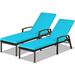 xrboomlife Patio Chaise Lounge Outdoor Wicker Rattan Chaise with Adjustable Backrest and Armrest for Beach Pool Yard Rattan Sun Lounger with Padded Cushion Red