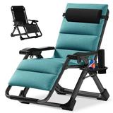 Zero Gravity Chair Support 440lbs for Poolside Backyard Beach Foldable Reclining Lounge Chair with Headrest & Cup Holder for Indoor Outdoor Patio Recliner Folding Reclining Chair Adult Chair