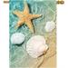 HGUAN Summer Starfish Seashells Beach Seaside Water Ocean Vacation Seasonal House Flag 28 x 40 Double Sided Polyester Welcome Large Yard Garden Flag Banners for Patio Lawn Home Outdoor Decor