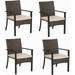 MFSTUDIO 9 Pieces Outdoor Patio Dining Set Patio Furniture Set with Rectangular Extendable Metal Table and 8 Rattan Wicker Chairs Beige Cushion Balcony Garden Backyard Poolside