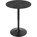 23.5 Round Adjustable Height Wood Bar Pub Table Adjustable Range 27.5 -36 Living Room Dining Room Bar Cocktail Table (Marble Black)