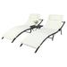 IVV 3 Pieces Patio Chaise Lounge Chair Sets Outdoor Beach Pool PE Rattan Reclining Chair with Folding Table and Cushion (Beige)