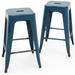 YFbiubiulife Vogue Direct 24 High Stools Backless Green Metal Barstools Indoor-Outdoor Counter Height Stools with Square Seat - VF1571020