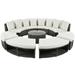 9 Piece Patio Furniture Set Outdoor Circular Rattan Wicker Sectional Sofa Lounge Couch with Tempered Glass Coffee Table and 6 Pillows