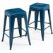 xrboomlife Vogue Direct 24 Stools Backless Metal Barstools Indoor-Outdoor Counter Height Stools with Square Seat Set of 4 (Deep Blue)