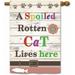 YCHII Garden Flag a Spoiled Rotten Cat Lives Here Cute Kitty Paw Fish Wooden Home Decor Banner for Outside Print Both Sides