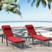 xrboomlife Patio Chaise Lounge Set 3 Pieces Outdoor Lounge Chair with Arm Outdoor Wicker Lounge Chairs with Table Folding Chaise Lounger for Poolside Backyard Porch Red