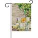 YCHII Welcome White Wine Bottles Grapes Brick Wall Small Garden Flag Vertical Polyester Double-Sided Printed Home Outdoor Yard Holiday Decor