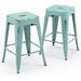 xrboomlife Vogue Direct 24 Inch Metal Stools Backless Counter Height Barstools Indoor Outdoor Stackable Stools with Square Seat (Deep Blue)