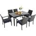 & William 9 Pieces Patio Dining Set for 8 Outdoor Furniture with 1 X-Large E-Coating Square Metal Table and 8 Black Portable Folding Sling Chairs Outdoor Table & Chairs for Porc