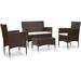 YFbiubiulife Patio Set 4 Piece Patio Conversation Set with Cushions Outdoor Sectional Sofa with Coffee Table for Garden Poly Rattan Brown