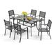 PHI VILLA 5 Piece Metal Patio Dining Set Outdoor Furniture Set with 4 Stackable Chairs and 37 Square Dining Table - Umbrella Hole 1.57
