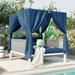 U_Style Outdoor Patio Sunbed with Curtains High Comfort Suitable for Multiple Scenarios