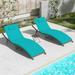 YFbiubiulife Lounge Chair for Outside 3 Pieces Chaise Lounge Outdoor Folding Pool Lounge Chairs Including Table Rattan Patio Set Dark Blue