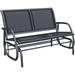 YFbiubiulife 2-Person Outdoor Glider Bench Patio Double Swing Rocking Chair Loveseat w/Powder Coated Steel Frame for Backyard Garden Porch Black